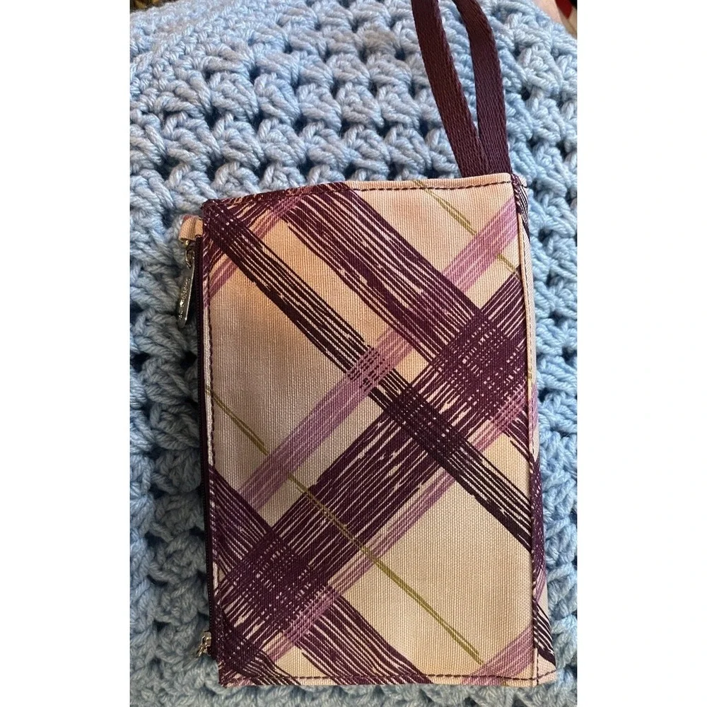 Thirty-One Quilted Wristlet Wallet Retired Plum Plaid - Picture 5 of 5